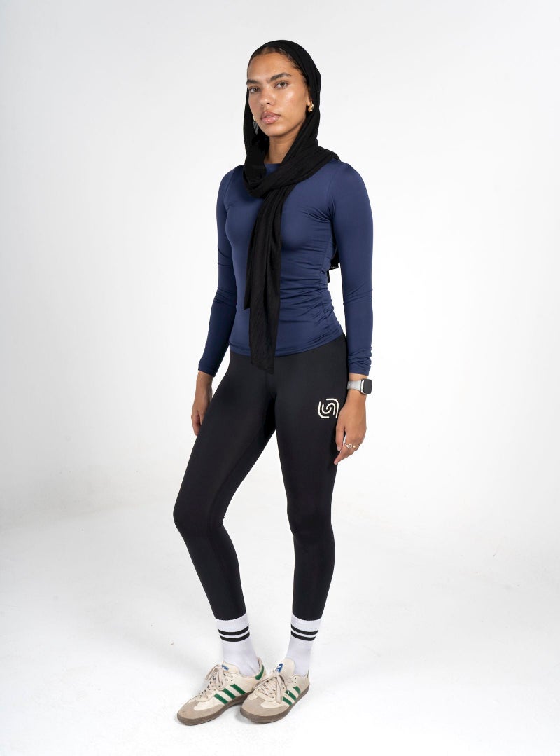 Beyond Women's Navy  Boat neck long sleeve top - Image 2